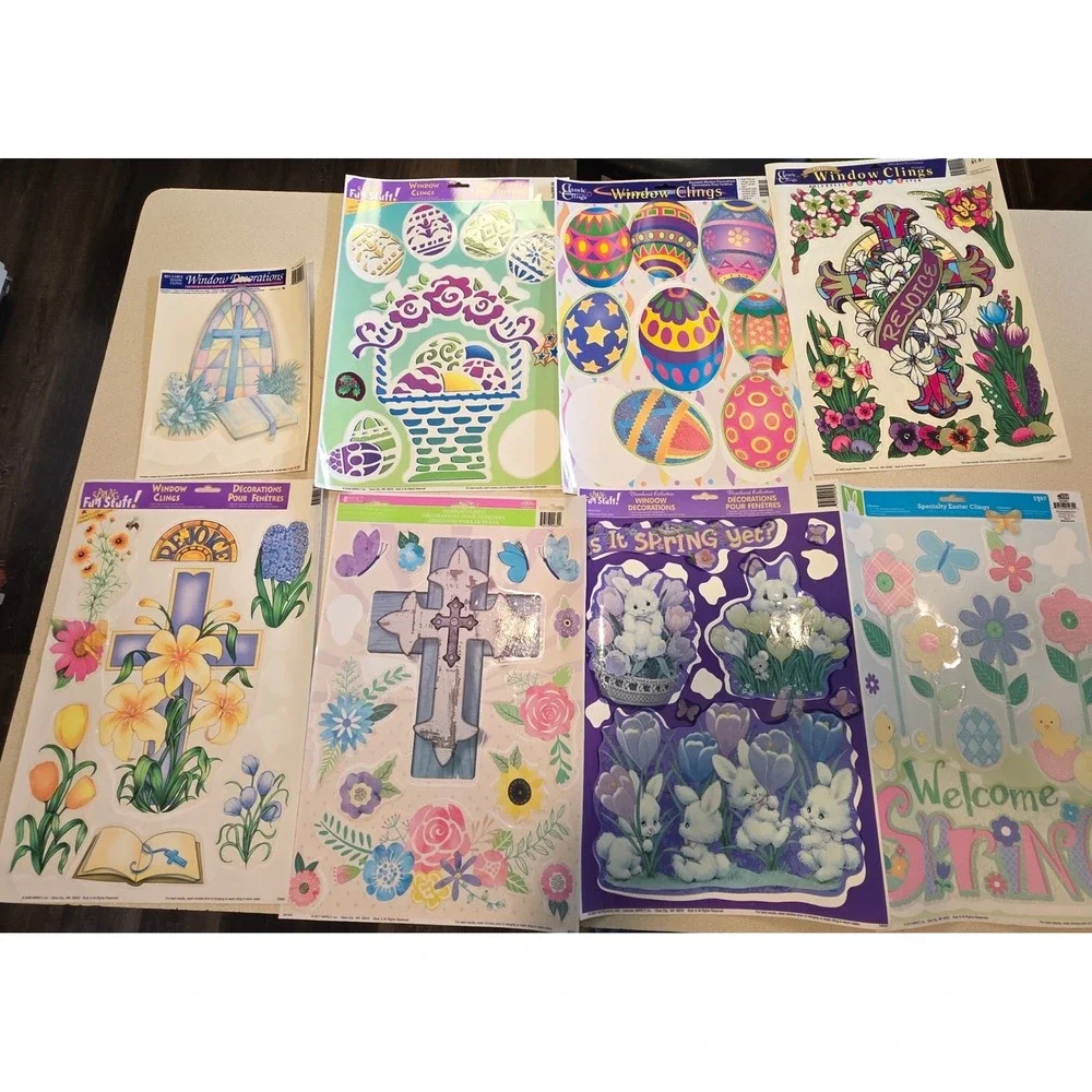 Mixed Lot Holiday Seasonal Window Clings Christmas Easter Fall Valentines